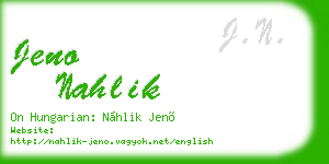 jeno nahlik business card